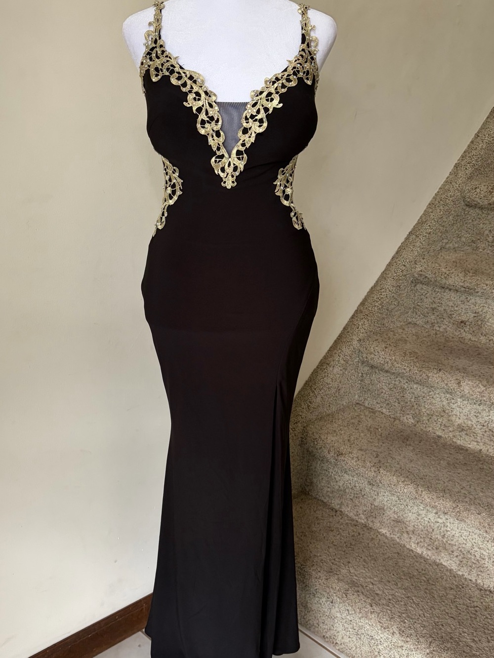 Jazz Couture Black & Gold Evening Gown